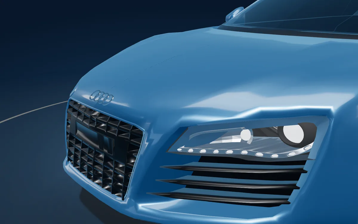 LED headlight and front intake — 3D studio render