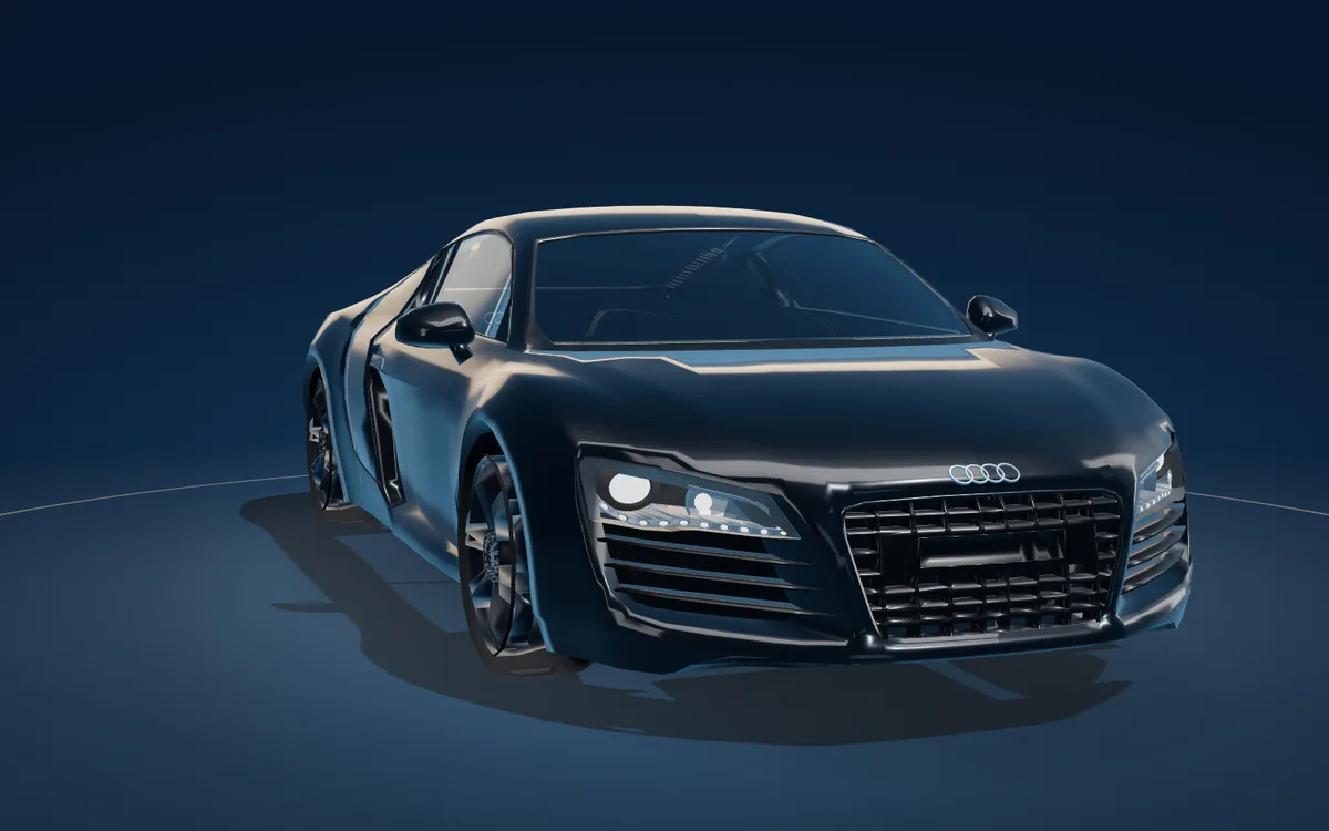 Front view in midnight black — 3D studio render